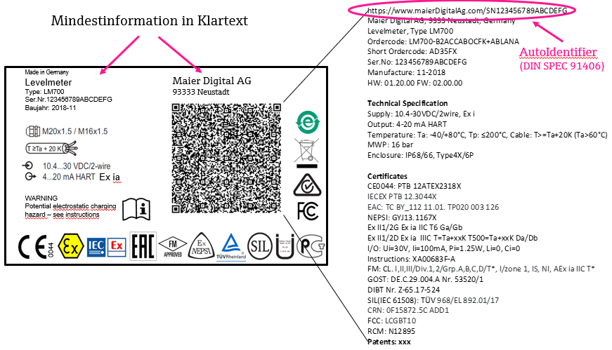 Abb. 1: Digitales Typenschild mit QR-Code nach DIN VDE V 0170-100